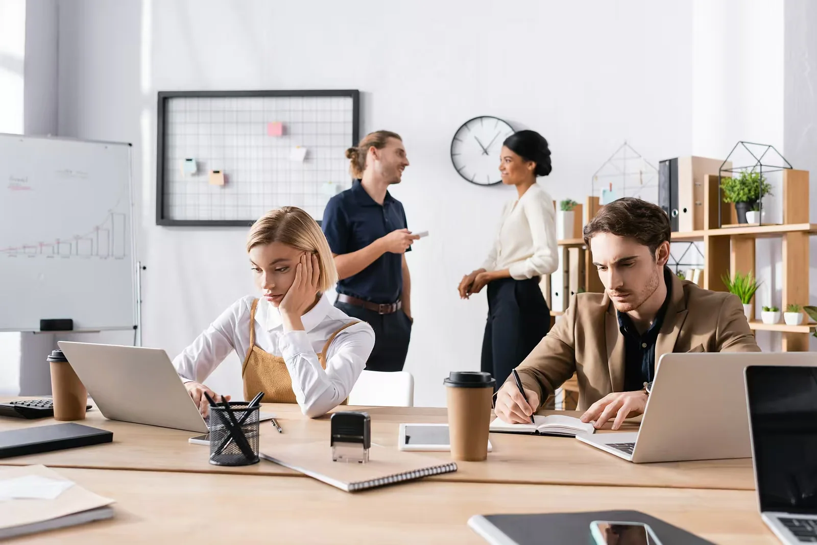 Project coordination discussion for a workplace or property presentation upgrade.