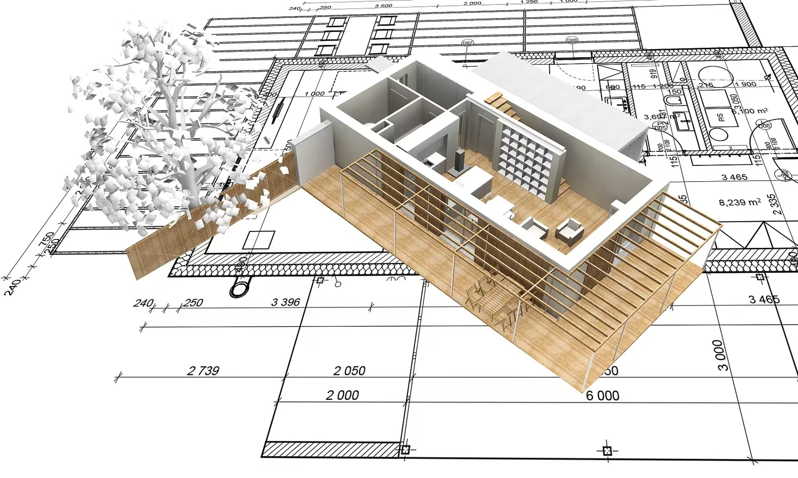 3D concept visualisation used to plan a property or workplace upgrade.